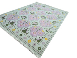 Oushak ผ้าฝ้ายทำด้วยมือพรมเรขาคณิตแบบตุรกีพรมสีเบจสีชมพูสวยงาม10X14ห้องนอนห้องนั่งเล่นสัตว์เลี้ยง - Product Image 5