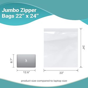 Lot de 500 grands sacs transparents à fermeture éclair Jumbo 22x24 sacs poly à voie unique de 2 mil d'épaisseur pour le stockage industriel des aliments - Product Image 4