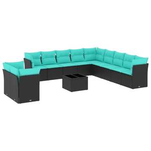 Juego de Sofás de Patio de 12 Piezas en Poliratán Negro con Cojines, Elegante Colección de Muebles para Exteriores - Product Image 2