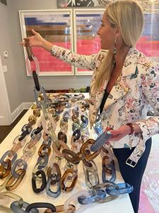 Trending Mosaic <b>Mirror</b> Tile And Natural Wood Grain Resin Chain Links For Modern Interior <b>Wall</b> Hanging And Tabletop Ornament - Product Image 5