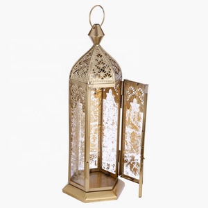 2027 Ramadan Table <b>Top</b> Home Decorations Moroccan Metal Candle Holder Lantern with Designer Glass - Product Image 1