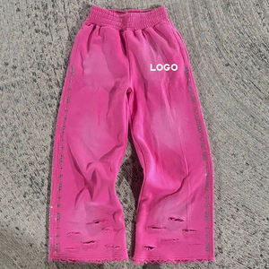 Pantalones Deportivos 100% Algodón para Hombre, Pantalones Deportivos de Forro Polar Grueso, Estilo Urbano, Cintura con Cordón, Pantalones Deportivos Holgados con Logotipo Personalizado - Product Image 2