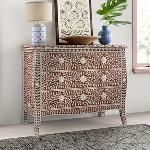 Commode moderne en os incrusté, meuble d'appoint en bois fait main avec une grande capacité de rangement - Product Image 4