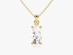 Solitaire Marquise Moissanite Charm <b>Pendant</b> Women's Tishya Diamond 14K Yellow <b>Gold</b> Luxury Jewelry - Product Image 6