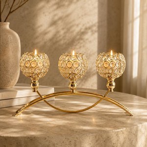 Candelabro de Metal de Lujo Personalizado con 3 Cabezas, Dorado y Plateado, para Velas de Té, Centro de Mesa para Bodas - Product Image 5