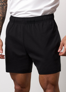 Shorts de sport pour homme respirants, à séchage rapide, écologiques, en polyester/coton, taille mi-haute, avec cordon de serrage, logo frontal et poches - Product Image 2