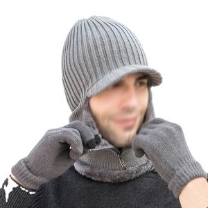 Women's Winter <b>Knitted</b> <b>Hats</b> with Zipper and Fur Lining 100% Polyester Warm Windproof Cycling Outdoor <b>Hats</b> - Product Image 2