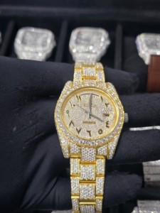 Reloj de Lujo para Hombre, Estilo Hip Hop, Personalizado, Mecánico Automático, de Acero Inoxidable, 16mm 12mm, con Diamantes Moissanite VVS, Chapado en Oro - Product Image 4