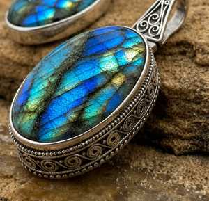 Pendentif en labradorite naturelle, pierre précieuse, argent sterling, bijoux faits à la main, cadeau d'anniversaire pour femme, vente en gros de pierres précieuses - Product Image 2