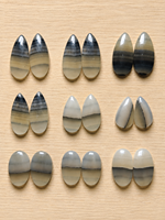 Vente en gros de paires de cabochons en calcite zèbre naturelle, taille ovale, opalescente noir et blanc, polissage lisse, pour la fabrication de bijoux