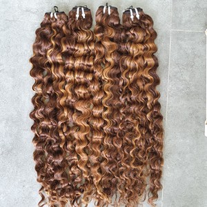 Mixed Length 10-30\" Natural Black Remy Hair Weft Double Drawn Eurasian Curl Bundles Full End No <b>Tangle</b> - Product Image 4