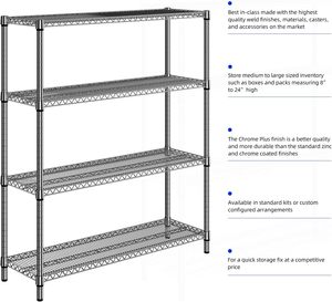 MZG Industrial No Tool Assembly <b>Wire</b> Shelving Heavy Duty High Capacity Metal <b>Wire</b> Storage <b>Shelves</b> Unit Rack - Product Image 4