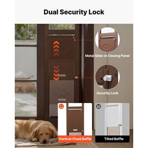 Porte pour chien en alliage d'aluminium à hauteur réglable, 75 7/8-80 11/16, porte coulissante en verre pour animaux de compagnie, charnières rotatives, conception de verrouillage, 13 5/8 X 23 - Product Image 5