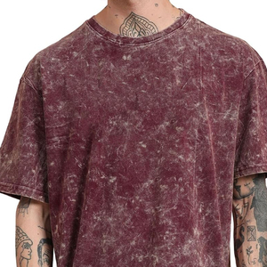Camiseta de algodón grueso para hombre, estilo vintage con lavado ácido, hombros caídos, estilo urbano informal. - Product Image 6