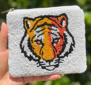 Cowhide <b>Leather</b> Hand Beaded Embroidery Zipper Closure Eco-Friendly Daily Use Coins Pouch Wallet for Female Promotional Gift - Product Image 2
