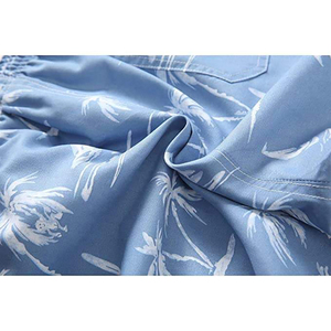 Shorts de Playa para Hombre, Estampado de Palmeras Azules, Secado Rápido, Cintura con Cordón, Estilo Casual, Largo Bermuda - Product Image 2