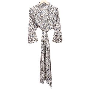 Elegante Kimono Largo para Mujer, Cuello en V, Manga Tres Cuartos, Estampado Floral, Tejido de Punto, 100% Algodón, Vestido de Verano de Secado Rápido - Product Image 5