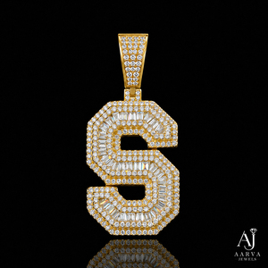 Custom 925 Silver Rose <b>Gold</b> Plated Iced Out <b>Letter</b> Pendant Moissanite Charm Unisex Hip Hop Party Jewelry - Product Image 3
