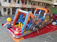 Structure gonflable d'extérieur pour enfants avec toboggan, château gonflable, parcours d'obstacles et aire de jeux