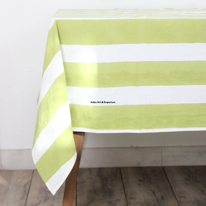 Mantel Rectangular de Lino y Algodón a Rayas Verde y Blanco, Lavable, para Decoración del Hogar, Estilo Elegante - Product Image 2