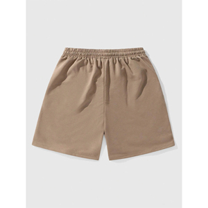 Shorts décontractés pour hommes, beige, à motif géométrique brodé, avec cordon de serrage, taille mi-haute, style respirant - Product Image 3