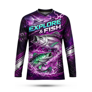 Men's New Design Performance Full Digital Print UV Protection Long Sleeve Quick Dry 100% Polyester Anti-Bacterial Wear - Product Image 3