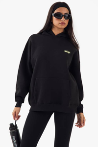 Sudadera con capucha extragrande para mujer, de hombros caídos, informal de invierno, de peso pesado, 100% algodón polar transpirable, con bordado, estilo holgado - Product Image 4