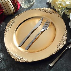 Antique Gold Charger Plate for Dinner Table Elegant Round Metal Plate Protector for Wedding Banquet Party Dining Decor - Product Image 3