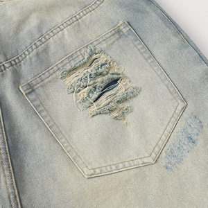 Shorts de mezclilla personalizados al por mayor, de cintura media, estilo casual urbano para verano, proveedores OEM de Pakistán, shorts de mezclilla desgastados para hombre - Product Image 6
