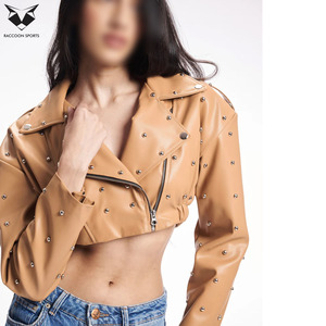 เสื้อแจ็คเก็ตหนัง PU แบบเย็บลายประดับหมุดสำหรับผู้หญิง ขายดี ทรงปกติ สไตล์เก๋ไก๋ เหมาะสำหรับใส่ไปเที่ยวคลับ ชุดลำลอง ชุดไปงานปาร์ตี้ - Product Image 3
