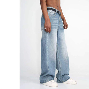 Manufacturer's Customization Men's BAGGY Large Size Loose Straight Jeans High-waisted 100% Cotton Leisure Denim Trousers - Product Image 5