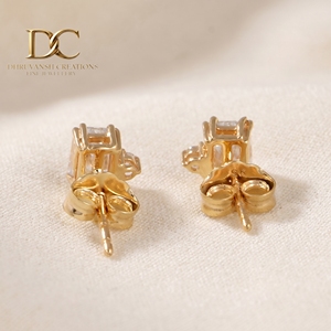 Boucles d'oreilles clous en or jaune massif 9 carats certifiées IGI, diamant de laboratoire taille octogonale, pour femme, cadeau pour occasions spéciales - Product Image 6