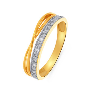 Bague Double Élégance en Diamants, Bague Premium à Double Rangée de Diamants de Laboratoire, Alliance Croisée en Or Rose, Fournisseur de Bijoux Fins - Product Image 1