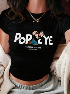 Vithas Industry <b>Popeye</b> Character Print Crew Neck Short Sleeve Regular Loose Fit Breathable Quick Dry Unisex 100% Cotton <b>T</b>-<b>Shirt</b> - Product Image 3