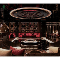 Ensemble de meubles de bar de luxe sur mesure pour boîte de nuit, comptoir de bar LED, vitrine à vin, banquette pour restaurant