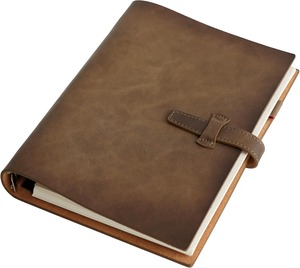 Carnet en cuir, organiseur vintage avec reliure métallique à 6 anneaux, 120 pages de papier ligné et pochette, pour écrivains, travail et affaires - Product Image 1