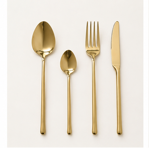 Juego de Cubiertos de Oro de la Mejor Calidad, Cubiertos de Acero Inoxidable Chapados en Oro para Bodas y Hoteles, Vajilla de Alta Calidad al por Mayor - Product Image 3