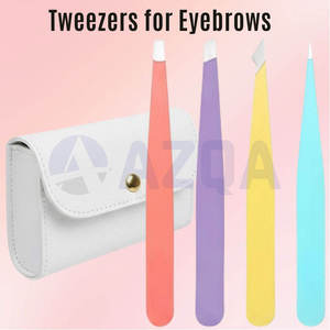 Juego de Pinzas para Cejas de Acero Inoxidable con Punta Inclinada y Recubrimiento de Color, con Estuche de Cuero, Herramienta de Depilación de Precisión, Venta al Por Mayor - Product Image 2