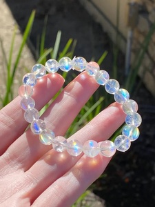 8,5mm Natürliches Regenbogen-Mondstein-Armband Blau Schimmernder Edelstein Perlen-Stretch-Schmuck Juni Geburtsstein Großhandelslieferant - Product Image 5