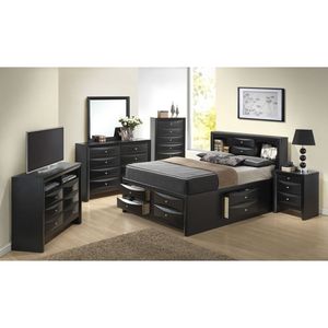 Modern Stylish <b>Black</b> Queen <b>Storage</b> <b>Bed</b> with Up-Holstered Design - Product Image 4