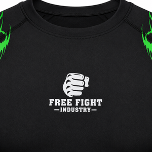 Haut de combat MMA pour homme à manches longues, noir et vert imprimé, séchage rapide, UPF50, écologique - Product Image 6