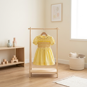 Vestido de algodón amarillo hecho a mano para bebé niña, con bordado smocking, ropa de verano para niños, precio mayorista directo de fábrica - Product Image 3