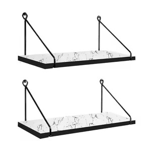 Double Tier <b>Wall</b> Mounted Storage <b>Shelf</b> Metal Alloy Steel Rectangle Minimalist Design Durable For Bathroom Neatening Wal <b>Shelf</b> - Product Image 3