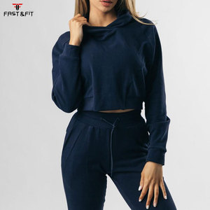Sudadera Corta de Lona con Capucha y Hombros Caídos, 100% Algodón, Personalizable con Logotipo Frontal, Estilo Urbano para Mujer - Product Image 1