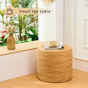 Poggiapiedi/Ottoman in Giacinto d'Acqua Naturale Intrecciato a Mano, Arredamento Naturale per Soggiorno con Contenitore per Arredo Casa e Seduta - Product Image 4