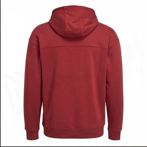 เสื้อฮู้ดซิปผู้ชายสีแดง ทรงปกติ สวมใส่สบาย ผ้าเฟรนช์เทอร์รี่ 100% ผ้าฝ้าย ระบายอากาศได้ดี เหมาะสำหรับใส่ในฤดูใบไม้ร่วง - Product Image 2