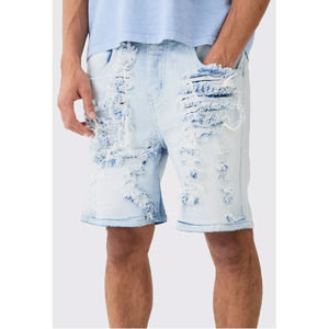 Custom Men's Summer Vintage Baggy Denim <b>Jean</b> Shorts Loose <b>Work</b> Shorts Eco-Friendly Casual Style Cheap Price Wholesale Rate - Product Image 1