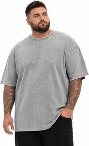 Camiseta de algodón de manga corta oversize para hombre, cuello redondo, estilo casual, corte regular, tejido de punto, ropa urbana, anti-UV, de secado rápido - Product Image 3