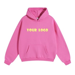Sudadera con Capucha Oversize Rosa de Alta Calidad, Estilo Urbano, Unisex, de Algodón y Felpa, con Logotipo Estampado en la Parte Delantera, Sudadera para Mujer, Invierno - Product Image 1