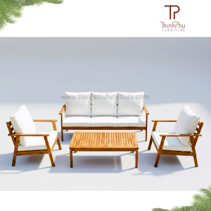 Monaco Sofa 3 seater <b>bench</b> Eco-friendly Outdoor Furniture Garden Acacia Wood Sofa Set Cushions <b>Foldable</b> for Hotels Villas - Product Image 4